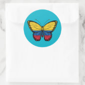 Sticker Rond Drapeau papillon colombien (Sac)