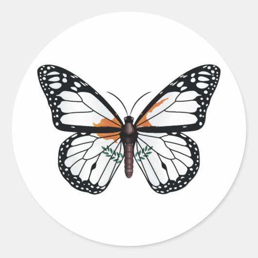 Sticker Rond Drapeau papillon de Chypre (Devant)