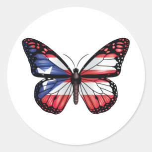 Sticker Rond Drapeau papillon de Porto Rico