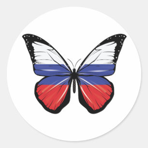 Sticker Rond Drapeau papillon de Russie