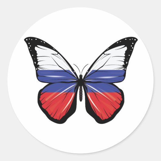 Sticker Rond Drapeau papillon de Russie (Devant)