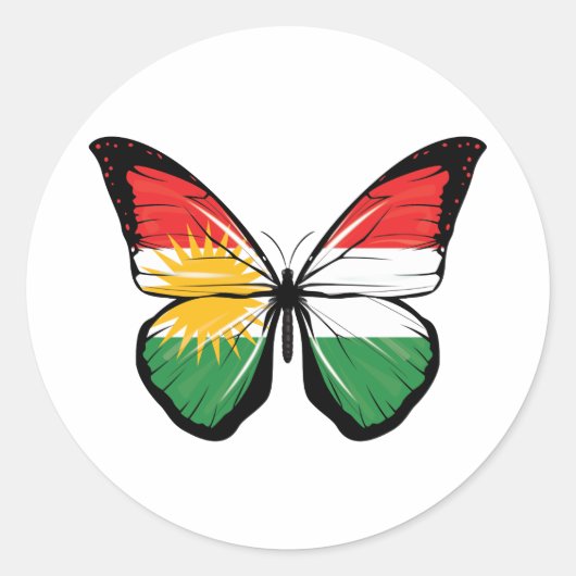 Sticker Rond Drapeau papillon du Kurdistan (Devant)