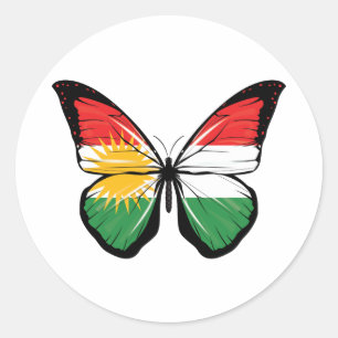 Sticker Rond Drapeau papillon du Kurdistan