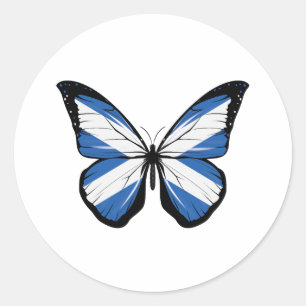 Sticker Rond Drapeau papillon écossais