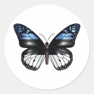 Sticker Rond Drapeau papillon estonien