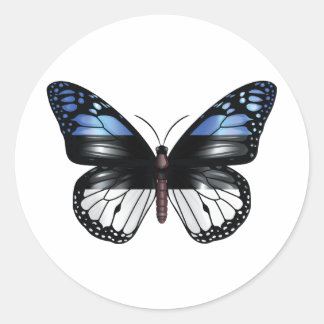 Sticker Rond Drapeau papillon estonien