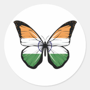 Sticker Rond Drapeau papillon indien