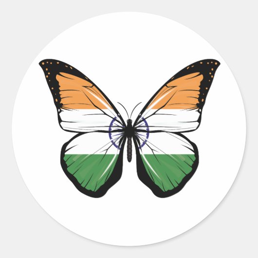 Sticker Rond Drapeau papillon indien (Devant)