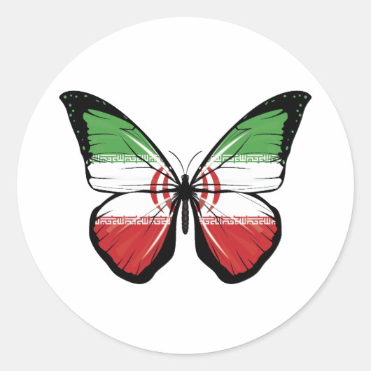 Sticker Rond Drapeau papillon iranien (Devant)