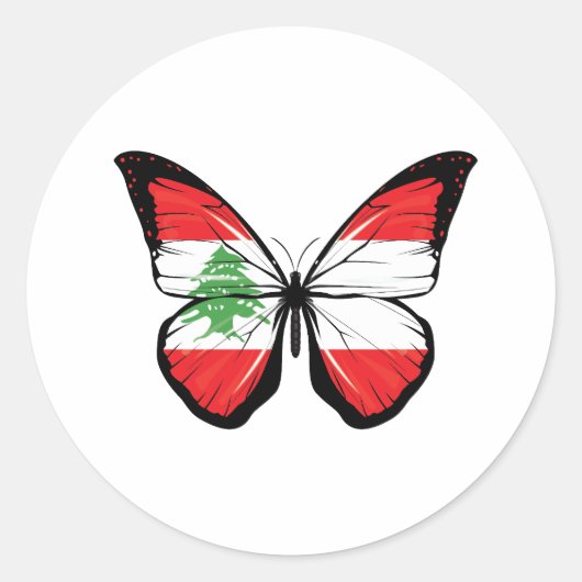 Sticker Rond Drapeau papillon libanais (Devant)