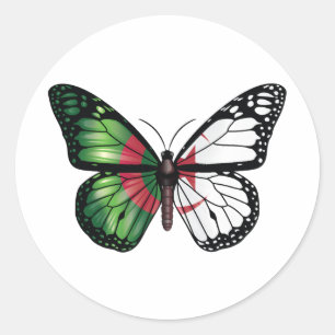 Sticker Rond Drapeau papillon Monarque Algérie