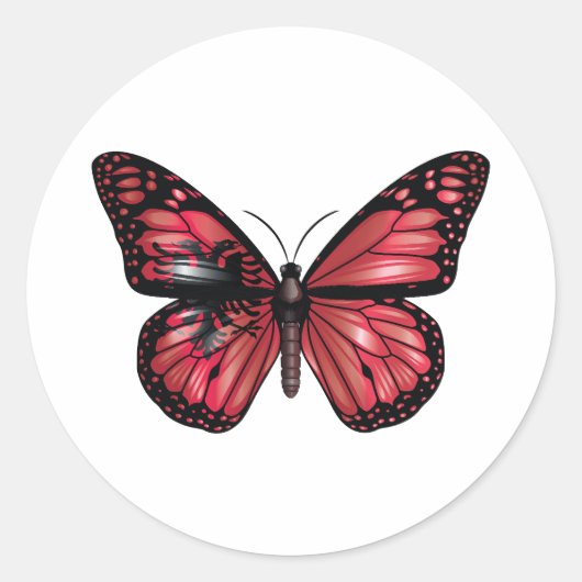 Sticker Rond Drapeau papillon monarque d'Albanie (Devant)