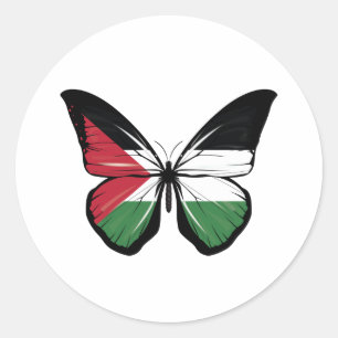 Sticker Rond Drapeau papillon palestinien