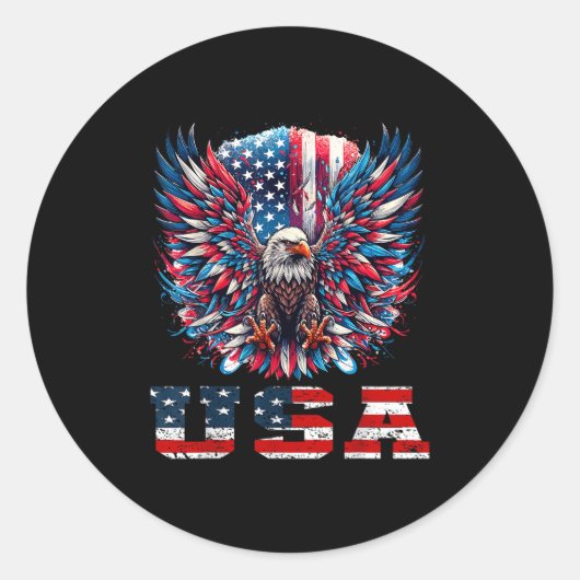 Sticker Rond Drapeau Patriotique Aigle Usa Design graphique (Devant)