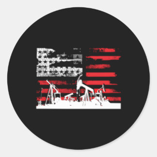 Sticker Rond Drapeau Patriotique Oilfield Avec Huile Pumg Rig