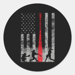 Sticker Rond Drapeau patriotique Red Bat Softball