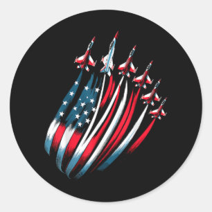 Sticker Rond Drapeau Patriotique USA Jets Boys 4 juillet