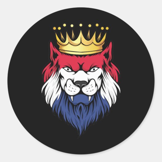 Sticker Rond Drapeau Pays-Bas Lion King (Devant)
