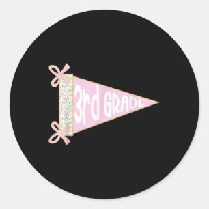 Sticker Rond Drapeau Pennant Prépa Rentrée Scolaire Troisième G