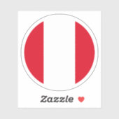 Sticker rond Drapeau Pérou (Feuille)