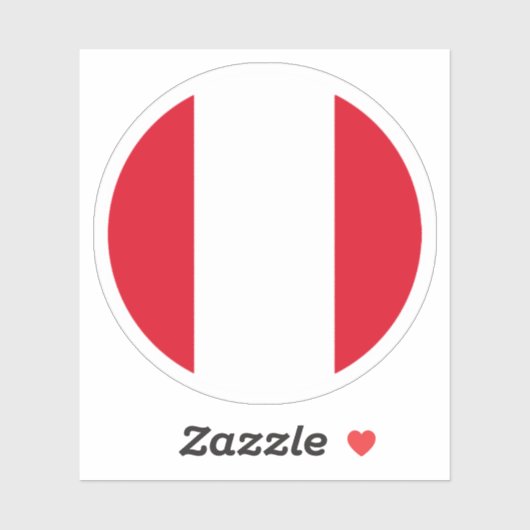Sticker rond Drapeau Pérou (Feuille)