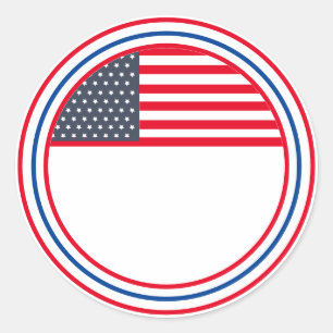 Sticker Rond Drapeau personnalisable des États-Unis pour le 4 j