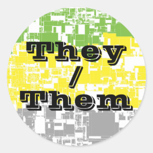 Sticker Rond Drapeau Personnalisable Funky Pronoun Lithromantic