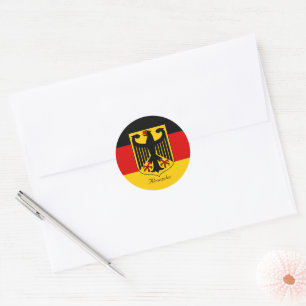 Sticker Rond Drapeau personnalisé d'Allemagne avec armoiries