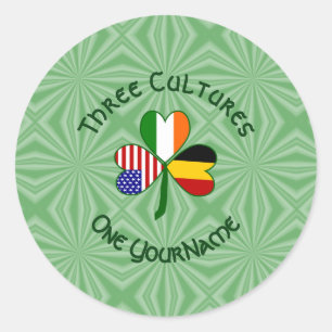 Sticker Rond Drapeau personnalisé du trèfle américain irlandais