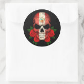 Sticker Rond Drapeau péruvien avec des roses rouges (Sac)