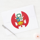 Sticker Rond Drapeau péruvien et armoiries, Drapeau du Pérou (Enveloppe)
