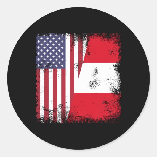 Sticker Rond Drapeau péruvien moitié Pérou Usa (Devant)