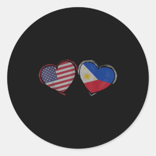 Sticker Rond Drapeau Philippines États-Unis Cœur Saint Valentin