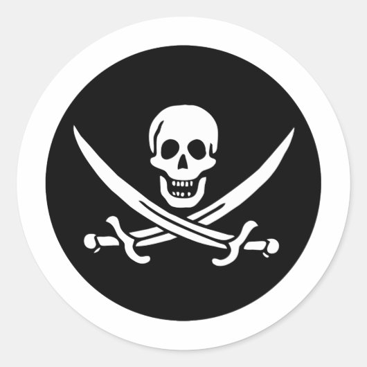 Sticker Rond Drapeau pirate (Devant)