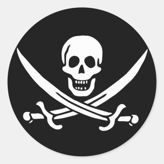 Sticker Rond Drapeau pirate (Devant)