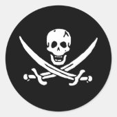 Sticker Rond Drapeau pirate (Devant)