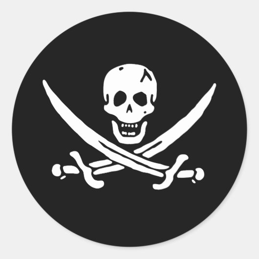 Sticker Rond Drapeau pirate (Devant)