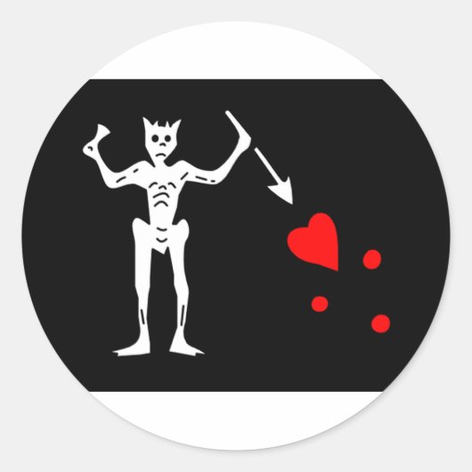 Sticker Rond Drapeau Pirate Barbe Noire Edward Enseigner (Devant)