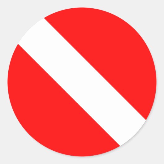 Sticker Rond Drapeau Plongée Plongée Plongée Plongée Diver Down (Devant)