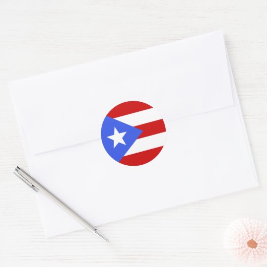 Sticker Rond Drapeau Porto Rico (Enveloppe)
