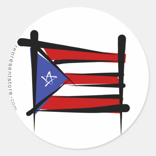 Sticker Rond Drapeau Porto Rico (Devant)