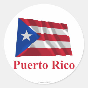 Sticker Rond Drapeau Porto Rico avec nom
