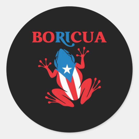 Sticker Rond Drapeau Porto Rico Boricua Pride Coqui (Devant)