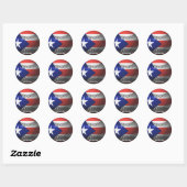 Sticker Rond Drapeau Porto Rico couvrant un baseball (Feuille)