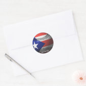 Sticker Rond Drapeau Porto Rico couvrant un baseball (Enveloppe)