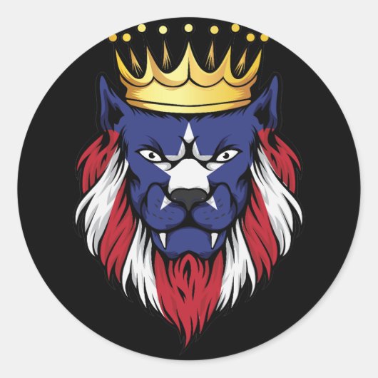 Sticker Rond Drapeau Porto Rico Lion King (Devant)