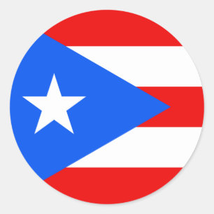 Sticker Rond Drapeau Porto Rico/Rican. États-Unis, États-Unis,