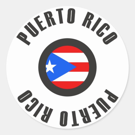 Sticker Rond Drapeau Porto Rico simple (Devant)