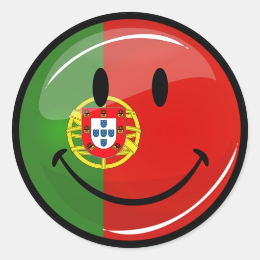 Sticker Rond Drapeau portugais souriant (Devant)