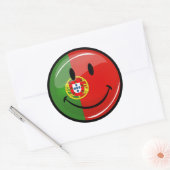 Sticker Rond Drapeau portugais souriant (Enveloppe)